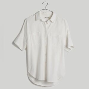 Madewell White Courier Shirt Boxy Button Front Short Sleeve XXL